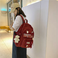 Girls Multi-pocket Kawaii Schoolbag Teens Student School Backpacks Cute Women Mesh Bookbags College Highschool Preppy Backpack
