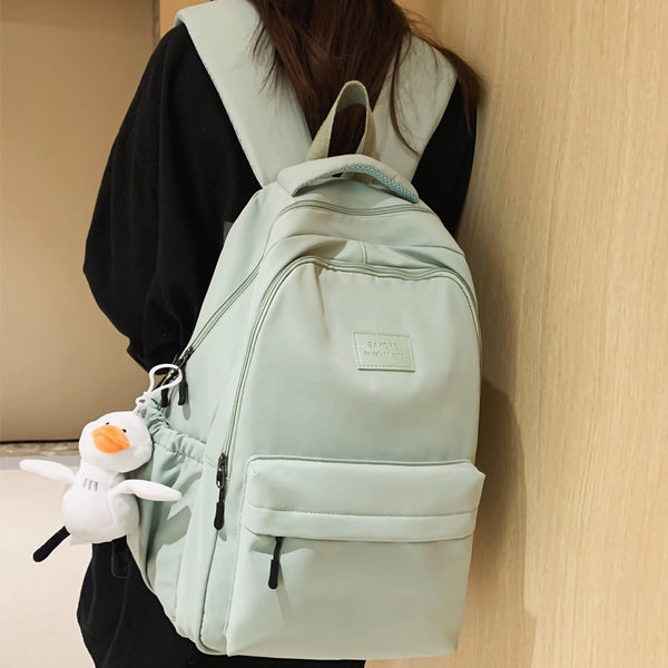 Aesthetic School Backpacks for Girls Waterproof Teenage Bookbags Nylon School Bag Highschool Student Women Preppy Backpack