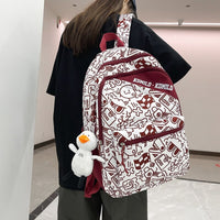 Men Cool School Backpacks Nylon Highschool Student Schoolbag Teens Graffiti Book Bag Women Rucksack Travel Bag Big Preppy Schoolbag