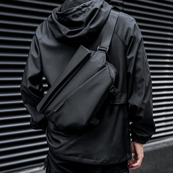 Messenger Bookbag Black Waterproof Cross Body Bag Men Magnetic Messenger Bag Lightweight Minimalist Sling Shoulder Bag