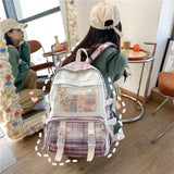 Plaid Backpack Women Waterproof Candy Colors School Backpacks Fancy High School Bags For Teenage Girl Cute Travel Rucksack