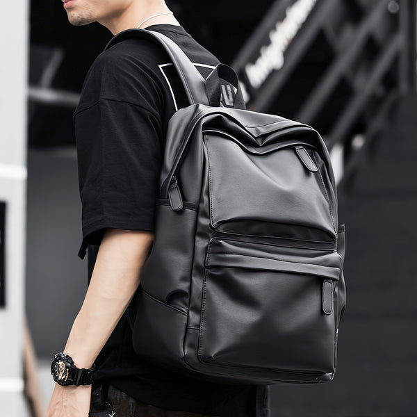 Gothslove Black Leather Backpack Men Travel Bag Waterproof School Bags for Teenage Pack Anti-Theft Backpack