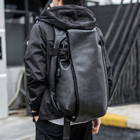 Gothslove Mens Black Leather Backpack USB Charge Travel Laptop Backpacks School Bag Male Waterproof Anti Theft Backpacks