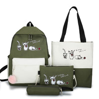 4Pcs/Set Schoolbags Teenager Girls Women Backpack Large  Cute Pattern School Bags