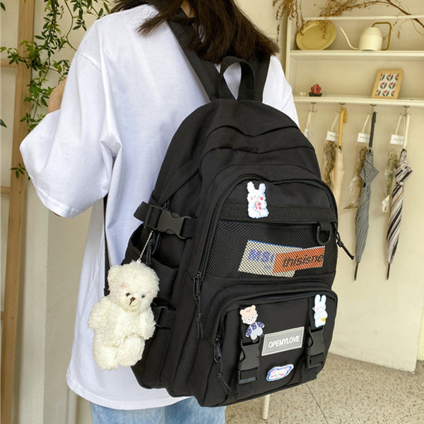 Gothslove Nylon Black Backpacks Waterproof Backpack for Teen Girls School Bag Students Bookbag Travel Backpack for Women