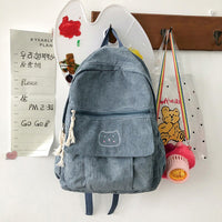 Cute Women Backpack Japanese Teenage Girl Backpack Harajuku Student School Bag Kawaii Corduroy Female Rucksack