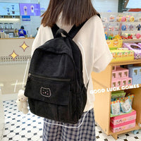 Cute Women Backpack Japanese Teenage Girl Backpack Harajuku Student School Bag Kawaii Corduroy Female Rucksack