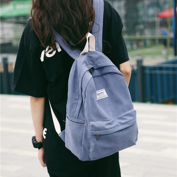 Canvas Women Backpack Female Solid color schoolbag for Teenage girls Travel Backpack Preppy Book Mochila