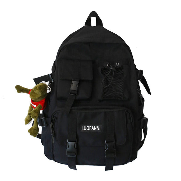 Gothslove Collegiate Backpack Waterproof Nylon Black Backpack  Cool Highschool Backpacks For Men and Women