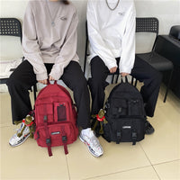 Multiple pocket Waterproof nylon Women Backpack  Insert buckle unisex Student schoolbag Lovely Book