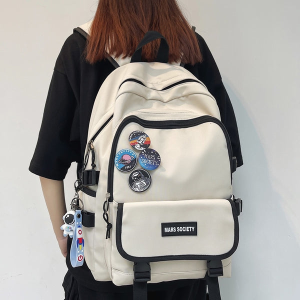 Gothslove Large Capacity Waterproof Nylon Cool Backpacks Unisex Badge Travel Bag Women Schoolbag Men Collegiate Backpack Bookbags