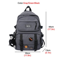 New Multi-pocket Waterproof Nylon Backpack Large Capacity Solid Color Women Schoolbag Men Insert Buckle Laptop Backpacks