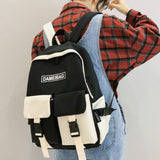 New Panelled Waterproof nylon Women backpack Female eye-splice schoolbag for Teenage girls Double front pocket Mochilas