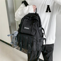 New Solid Color Waterproof Nylon Women Backpack Men Large Capacity Multi-pocket Schoolbag Unisex Big Laptop Backpacks