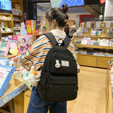 New Solid Color Women Backpack Female Multi-pocket Waterproof Nylon Travel Bag Schoolbag for College Girls