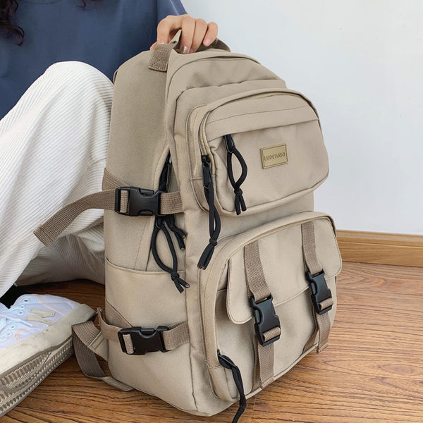 Waterproof nylon Women Backpack Female Large capacity buckle backpack Unisex schoolbag Laptop Backpacks Travel Mochila