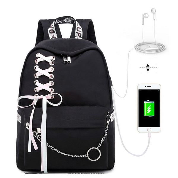 Girl Schoolbag Female Students Laptop Backpack Kids School Bags For Teenage Girls Women Gray Backpacks