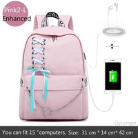 Girl Schoolbag Female Students Laptop Backpack Kids School Bags For Teenage Girls Women Gray Backpacks