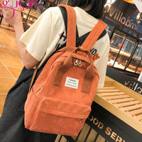 Corduroy Backpacks For Women Mochila Fashion Winter Casual Style Ladies Solid Color Back Pack Female Teen Girls Bag