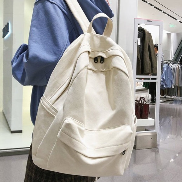 Female Bookbag Cotton Women Backpack for Teenagers Girl College Men Black School Bag