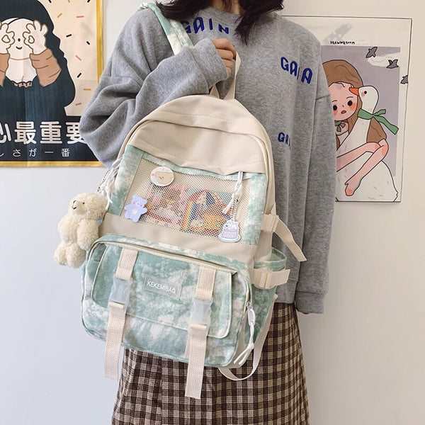 Women Backpack Kawaii Girls Schoolbag for Teenager Bookbag Cute Canvas Shoulder Bag Female Travel