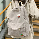 Women Soft Fabric Backpack Female Schoolbag For Teenage Girls Striped Mochila Corduroy Rucksack