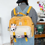 Gothslove Cute Multifunctional Backpacks For Women Small Schoolbag Badge Backpacks  Teens Girl Buckle Portable Travel Backpack