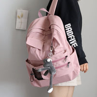 Multi-pocket Design Women Backpack Teenage Girls School Bags Green Soft Nylon Campus Student Book Bags for School Teen