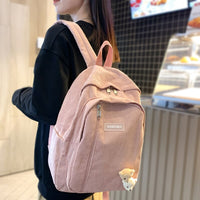 Cute Corduroy Woman Backpack Schoolbag For Teenage Girls Harajuku Female Fashion Bag Student Lady Book Pack